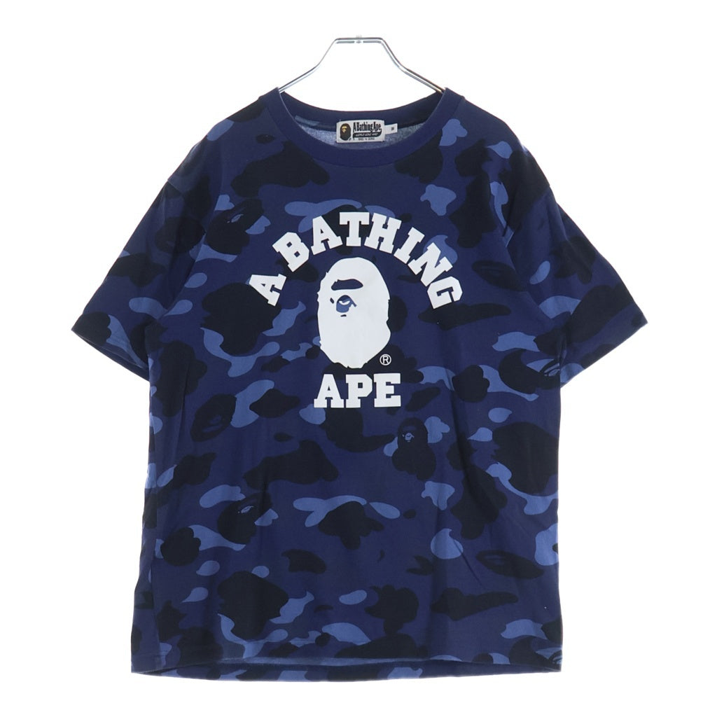 A BATHING APE(アベイシングエイプ) Color Camo College Tee 001CSK301002M カモ カレッジロゴプリント クルーネック半袖Tシャツカットソー ブルー