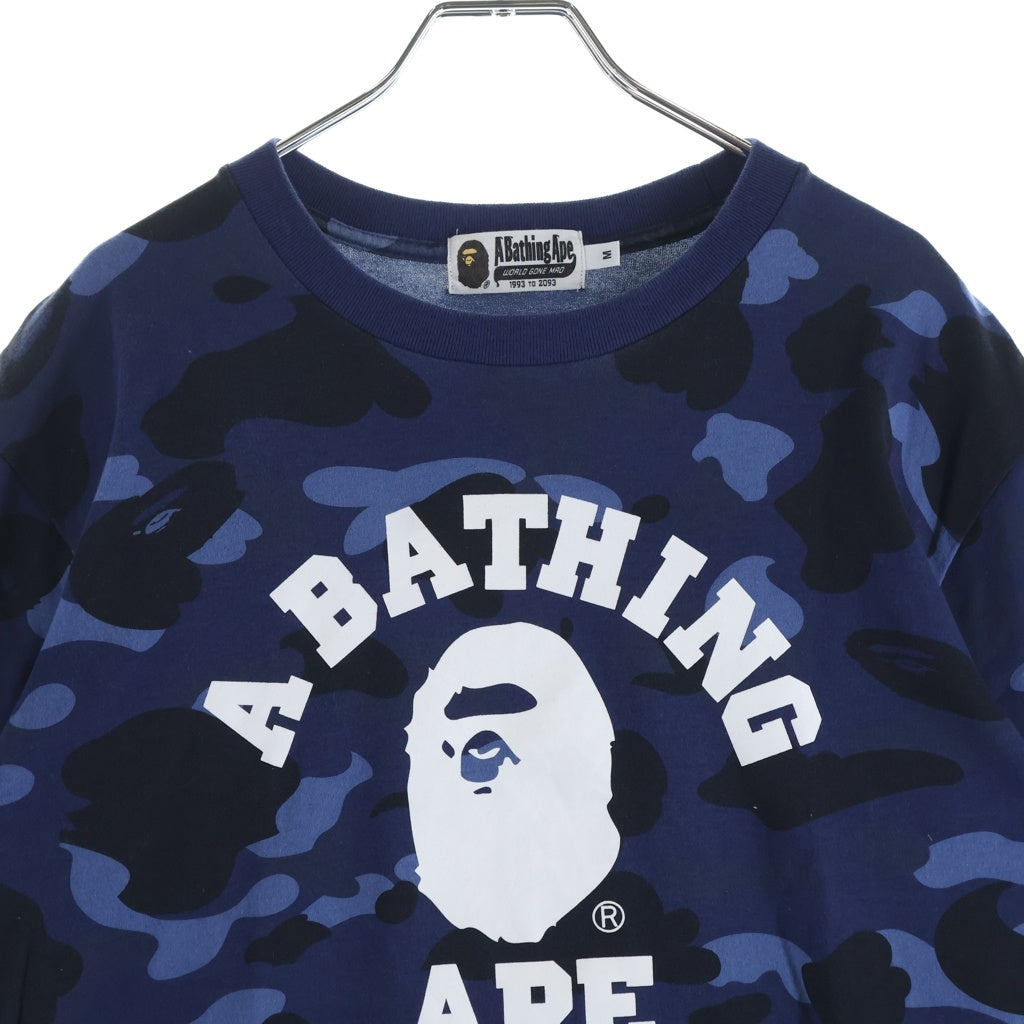 A BATHING APE(アベイシングエイプ) Color Camo College Tee 001CSK301002M カモ カレッジロゴプリント クルーネック半袖Tシャツカットソー ブルー