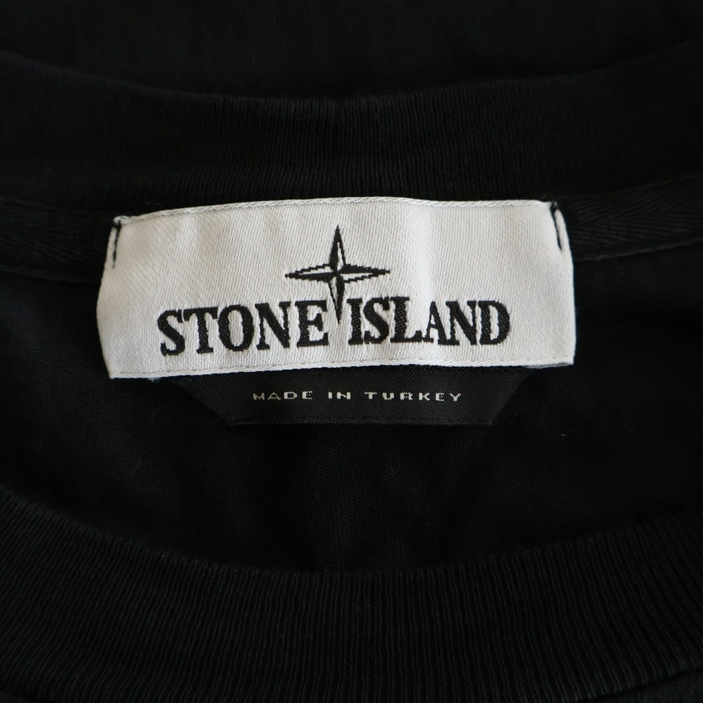 STONE ISLAND(ストーンアイランド) 23AW Cotton Jersey Short Sleeve T-Shirt 791524113 コットンジャージ フロントロゴパッチクルーネック半袖Tシャツカットソー ブラック 791524113
