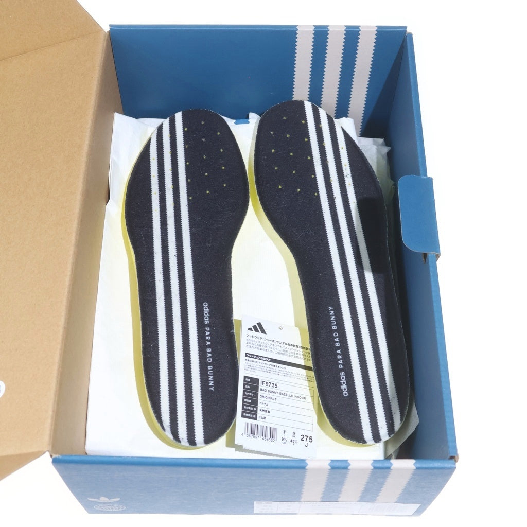 adidas(アディダス) ×Bad Bunny Gazelle Indoor Core White Core Black Gum バッドバニー ガゼル インドア ローカットスニーカー コアホワイト/コアブラック/ガム IF9735