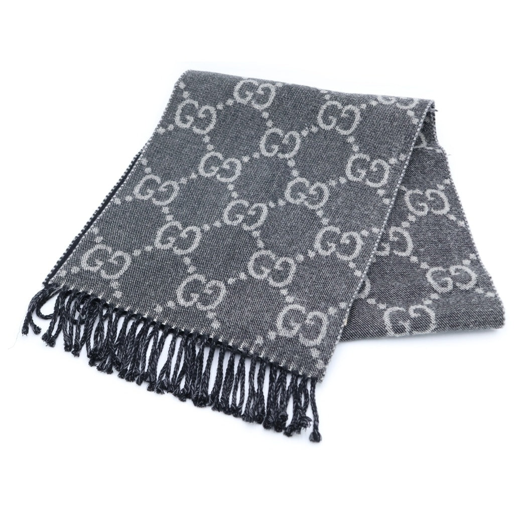 GUCCI(グッチ) GG Jaquard Scarf GGジャガード ウールマフラー グレー 676610 4G200