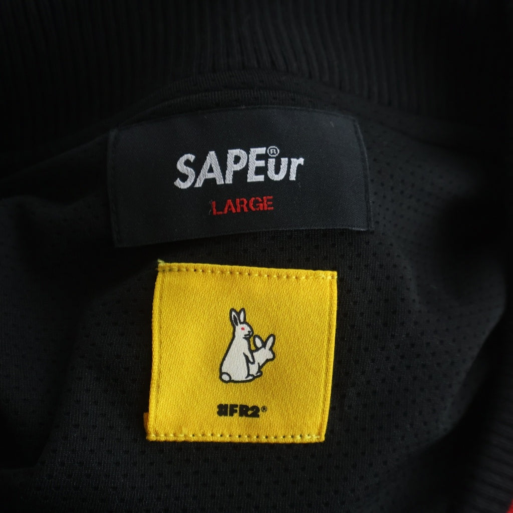 SAPEur(サプール) ×FR2 Jacket ロゴ刺繍 ボタンジャケット ブラック/レッド FRJ108
