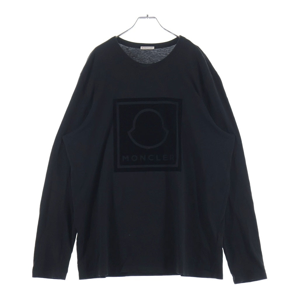 MONCLER(モンクレール) MAGLIA T-SHIRT フロントロゴプリントクルーネック長袖カットソー ブラック G20918D000002ー8390T