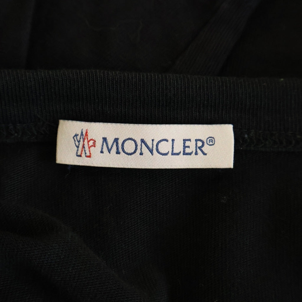 MONCLER(モンクレール) MAGLIA T-SHIRT フロントロゴプリントクルーネック長袖カットソー ブラック G20918D000002ー8390T