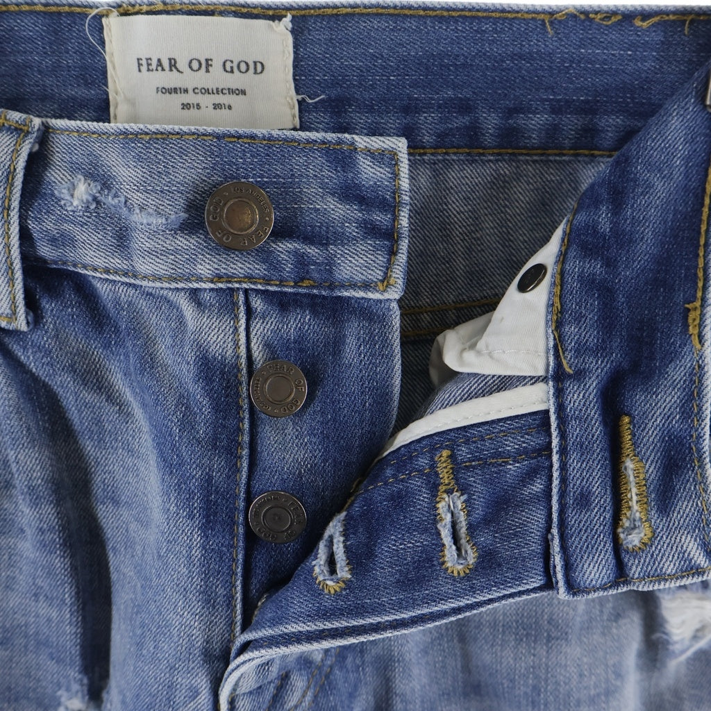 FEAR OF GOD(フィアオブゴッド) 4th Collection Selvedge Denim Vintage Indigo Jean コレクション ヴィンテージ ダメージ加工 セルヴィッジデニムパンツ ジーンズ インディゴ
