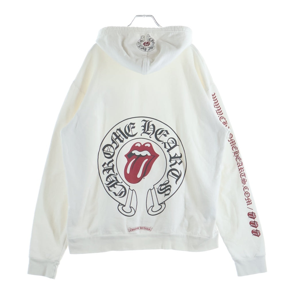 CHROME HEARTS(クロムハーツ) × The Rolling Stones Lip & Tongue Print Pullover Hoodie ローリングストーンズ リップ&タン ホースシュー プルオーバーパーカー フーディー ホワイト