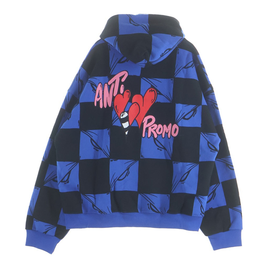ANTI PROMO(アンチプロモ) ×MATTY BOY 99EYES HOODIE マッティボーイ ロゴプリントプルオーバーパーカー フーディ ブルー