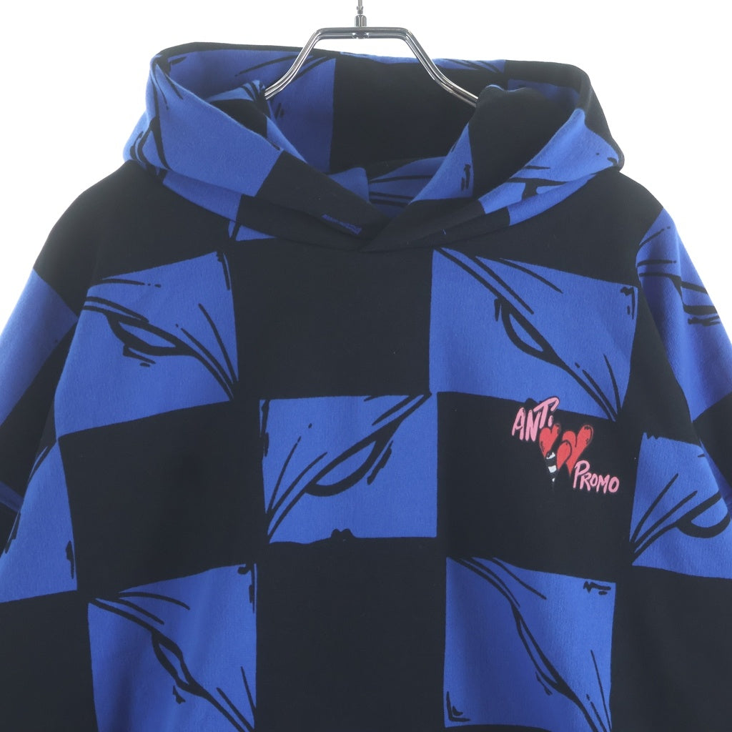 ANTI PROMO(アンチプロモ) ×MATTY BOY 99EYES HOODIE マッティボーイ ロゴプリントプルオーバーパーカー フーディ ブルー
