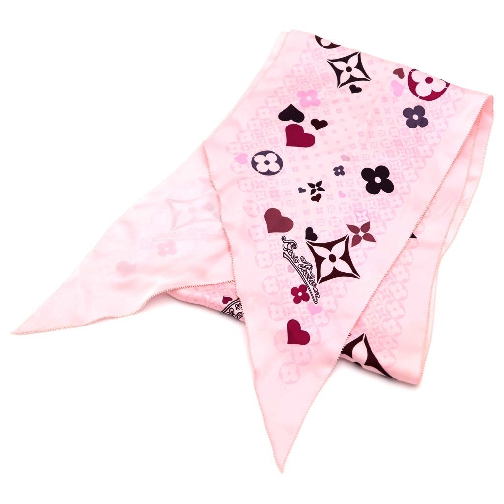 LOUIS VUITTON(ルイヴィトン) ECHARPE SWEET LOVE VIOLET M72294 モノグラム 総柄 スカーフ ピンク レディース