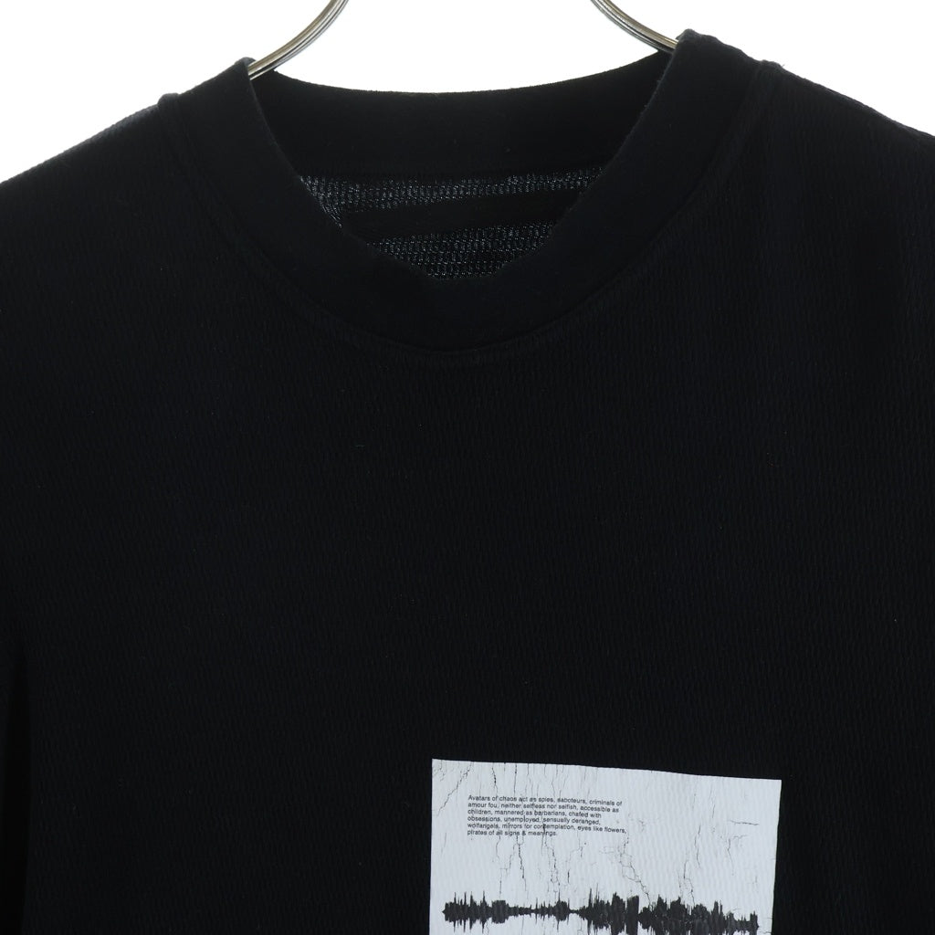 JULIUS(ユリウス) 20AW フロンプリントクルーネックメッシュ長袖カットソー ブラック
