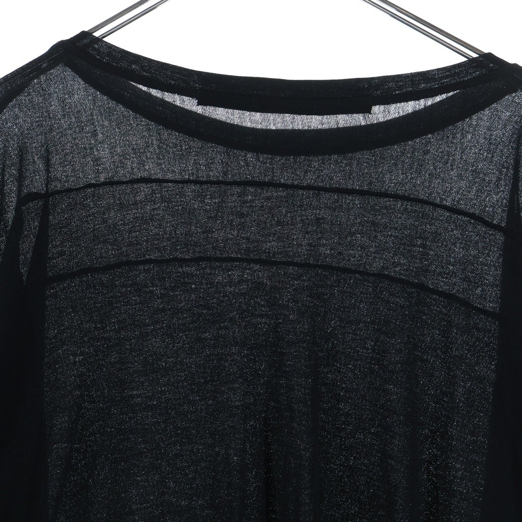 JULIUS(ユリウス) 17SS ベルスリーブドレープクルーネック長袖カットソー ブラック 577CUM15