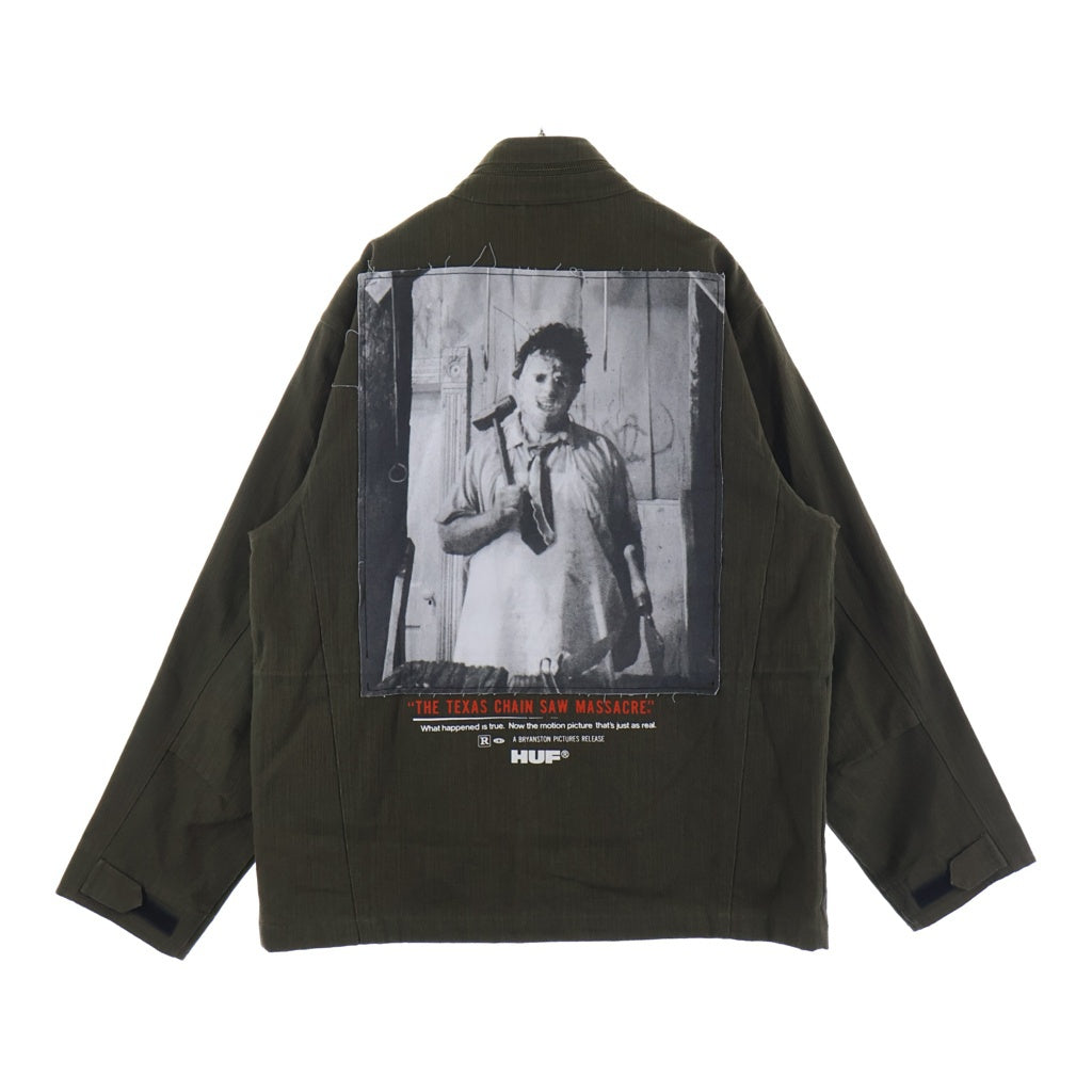 HUF(ハフ) 24AW× THE TEXAS CHAIN SAW MASSACRE M64 MILITARY JACKET FA-JK00462 テキサス チェーンソー 別注 ミリタリー ジャケット カーキ