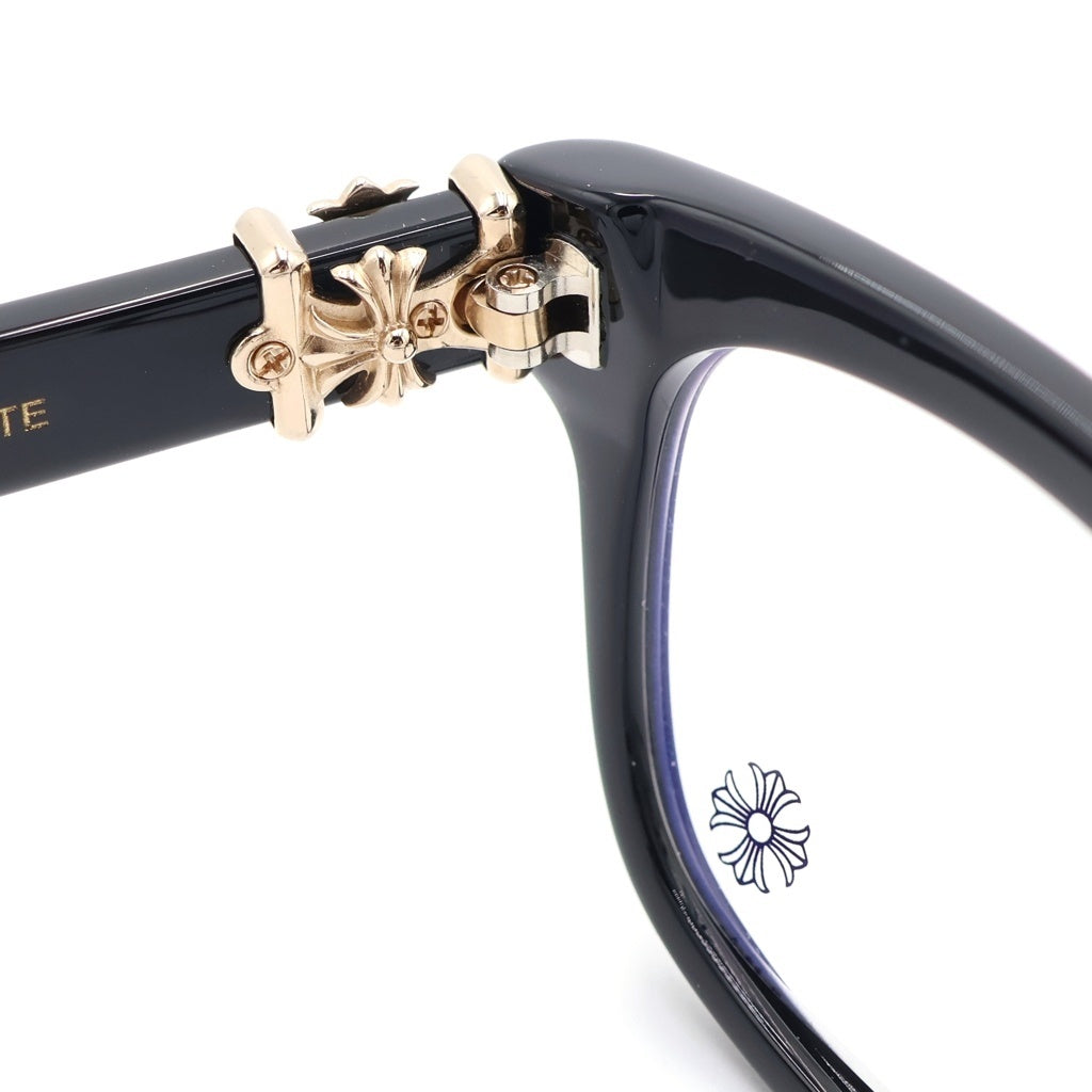 CHROME HEARTS(クロムハーツ) VAGILANTE ヴァジランテ クロステンプル スクエアフレーム クリアレンズ メガネ 眼鏡 アイウェア 54□19‐149 ブラック/ゴールド