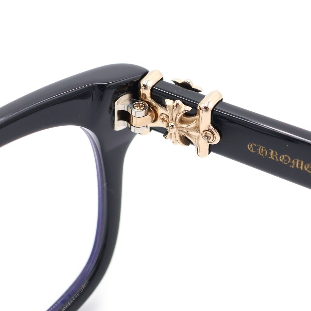 CHROME HEARTS(クロムハーツ) VAGILANTE ヴァジランテ クロステンプル スクエアフレーム クリアレンズ メガネ 眼鏡 アイウェア 54□19‐149 ブラック/ゴールド