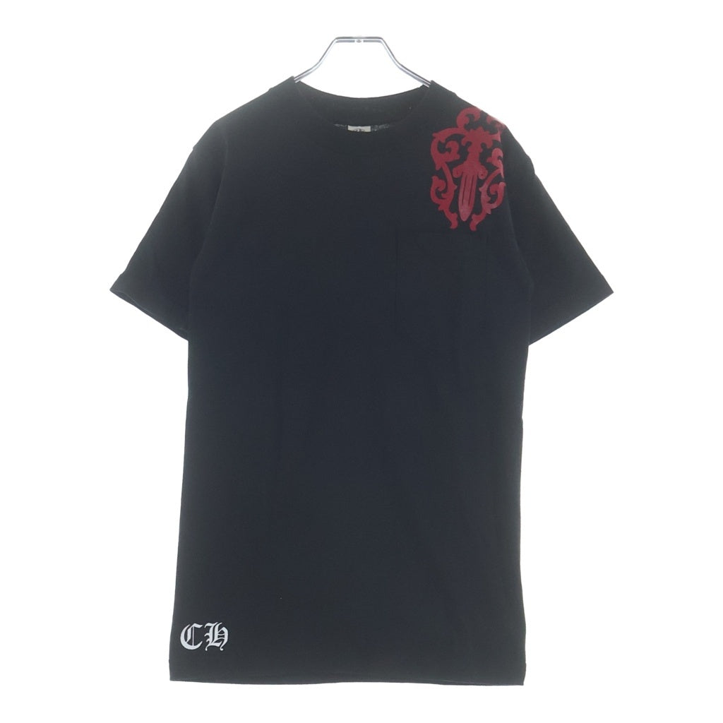 CHROME HEARTS(クロムハーツ) OLD S/S フロントヴァインダガープリント バックセメタリークロスプリントクルーネック半袖Tシャカットソー ブラック/レッド