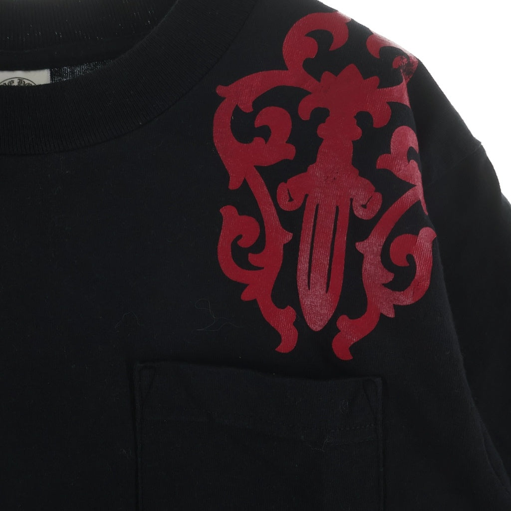 CHROME HEARTS(クロムハーツ) OLD S/S フロントヴァインダガープリント バックセメタリークロスプリントクルーネック半袖Tシャカットソー ブラック/レッド