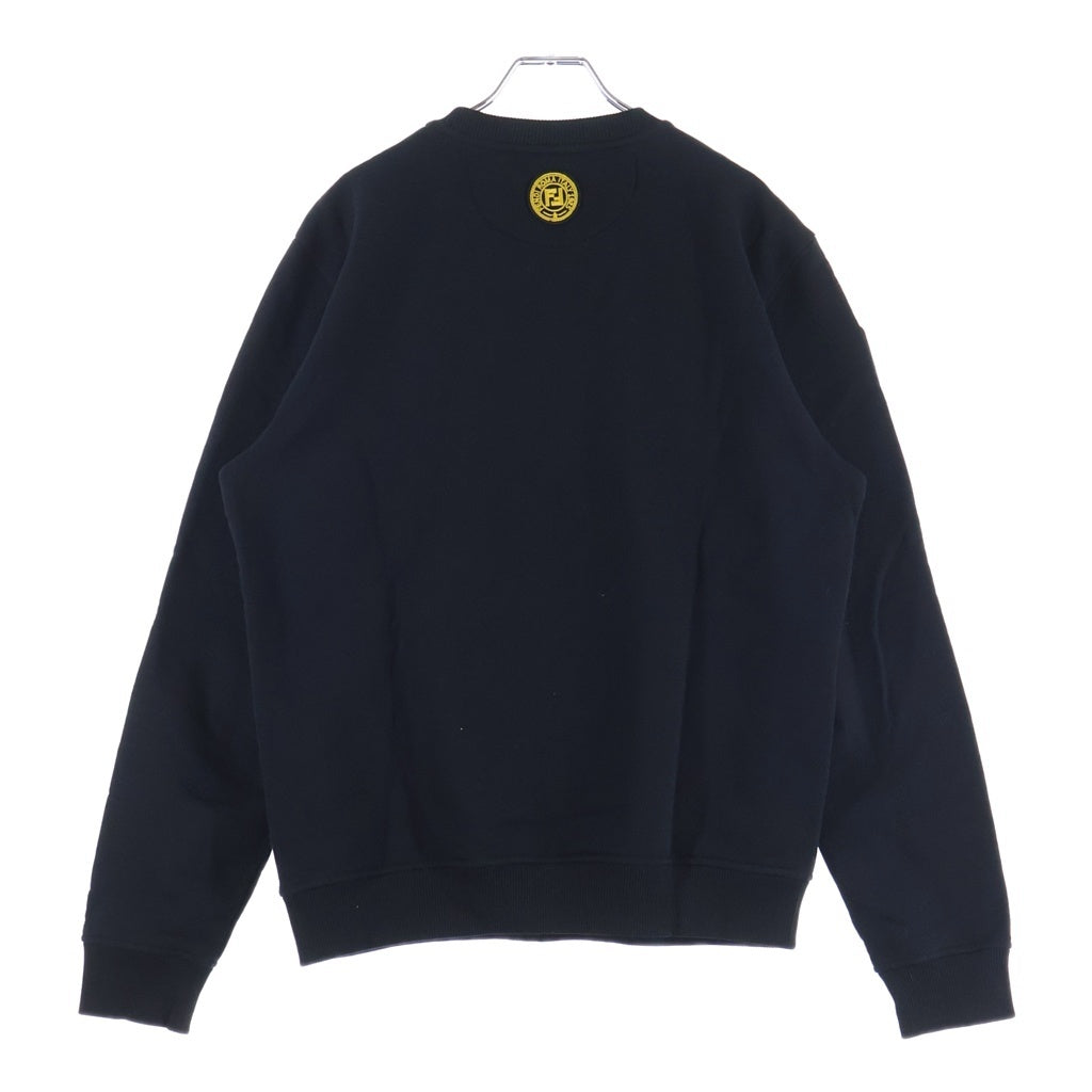 FENDI(フェンディ) フロントロゴ刺繍 クルーネックスウェットトレーナー ブラック/イエロー 12CPF-20-1906