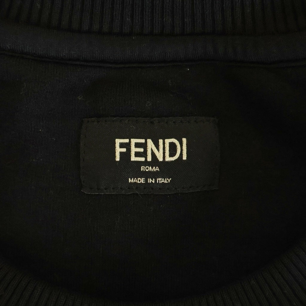 FENDI(フェンディ) フロントロゴ刺繍 クルーネックスウェットトレーナー ブラック/イエロー 12CPF-20-1906