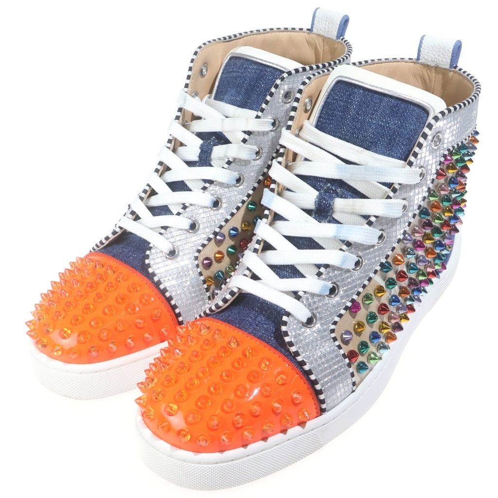 CHRISTIAN LOUBOUTIN(クリスチャンルブタン) LOUIS SPIKE レインボースタッズ レースアップ ハイカットスニーカー マルチカラー