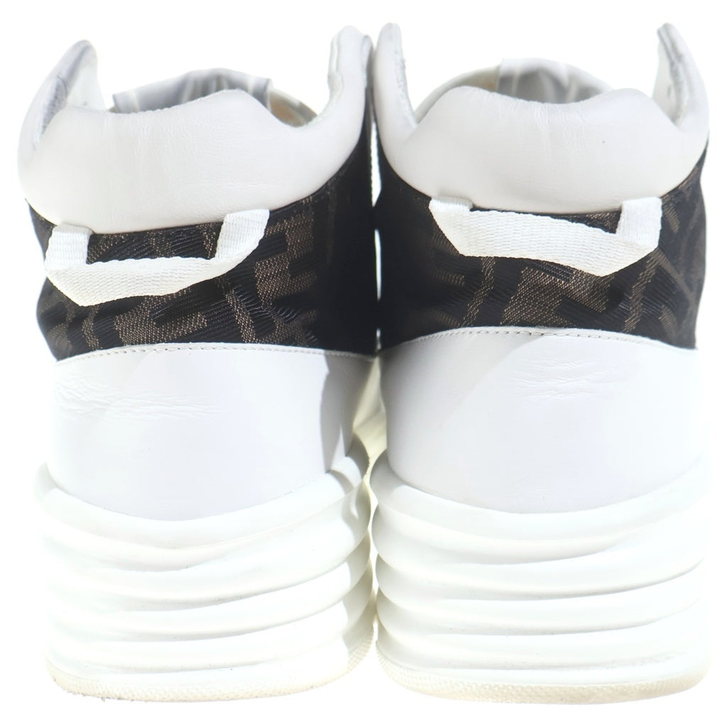 FENDI(フェンディ) FFズッカ柄 メッシュ レザー ハイカットスニーカー ホワイト 7E1315 A9SA F150F
