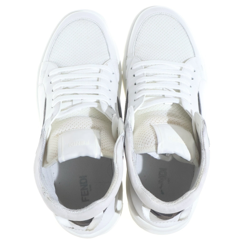 FENDI(フェンディ) FFズッカ柄 メッシュ レザー ハイカットスニーカー ホワイト 7E1315 A9SA F150F