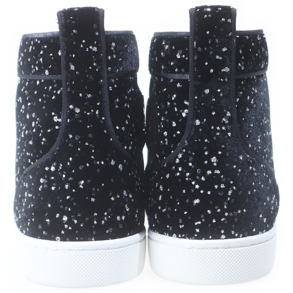 CHRISTIAN LOUBOUTIN(クリスチャンルブタン) エナメル ラインストーン装飾 ハイカットスニーカー ブラック