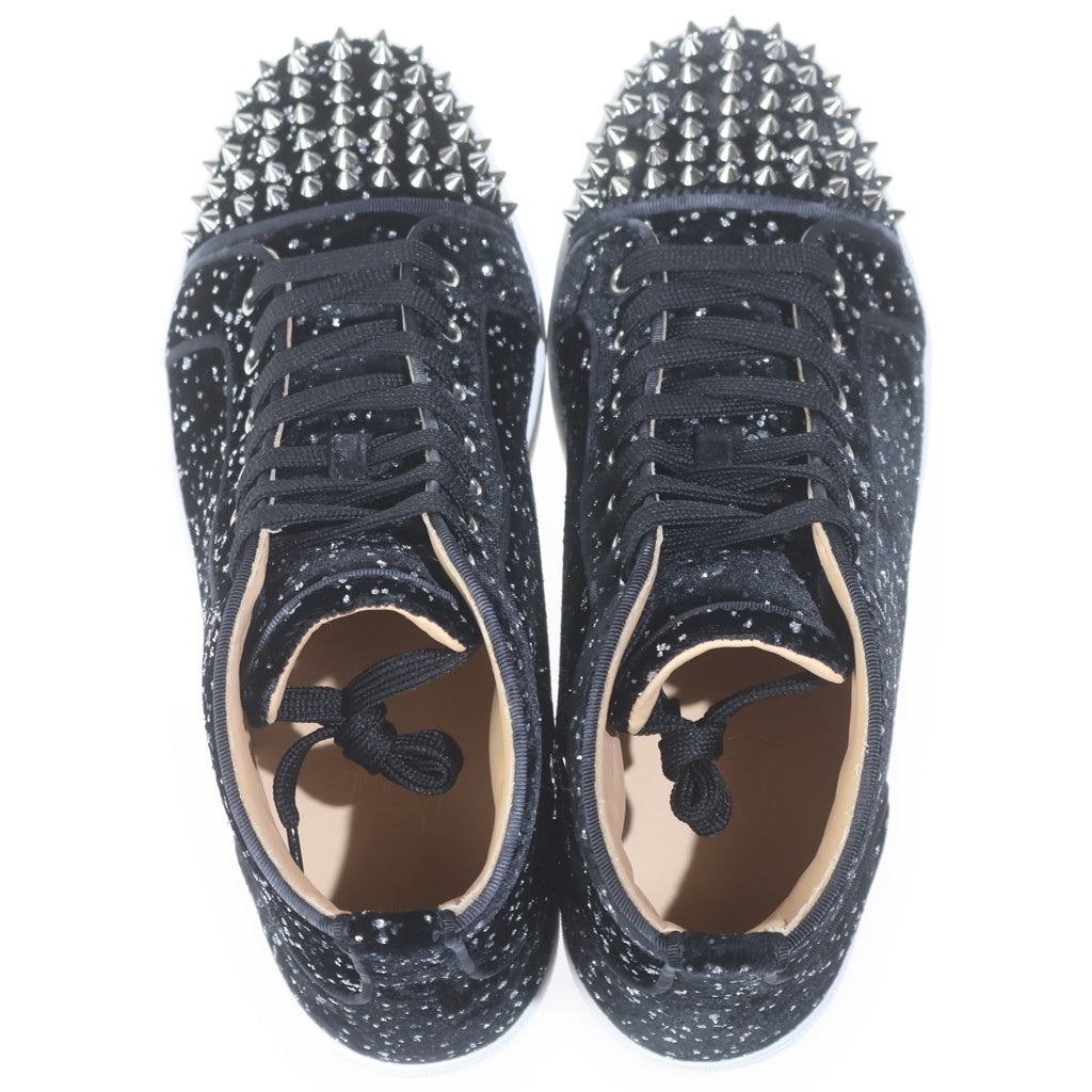 CHRISTIAN LOUBOUTIN(クリスチャンルブタン) エナメル ラインストーン装飾 ハイカットスニーカー ブラック