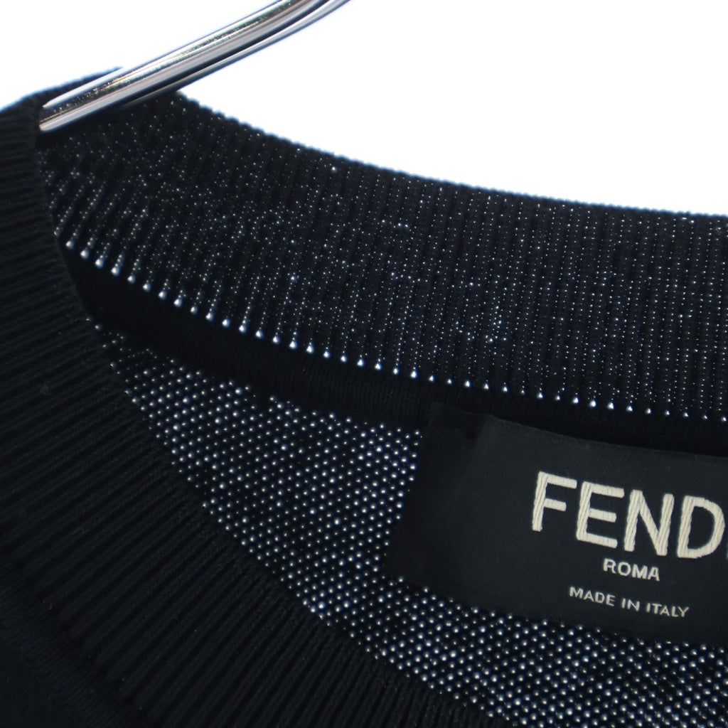 FENDI(フェンディ) フロントロゴプリント クルーネックスウェットトレーナー ブラック/オレンジ
