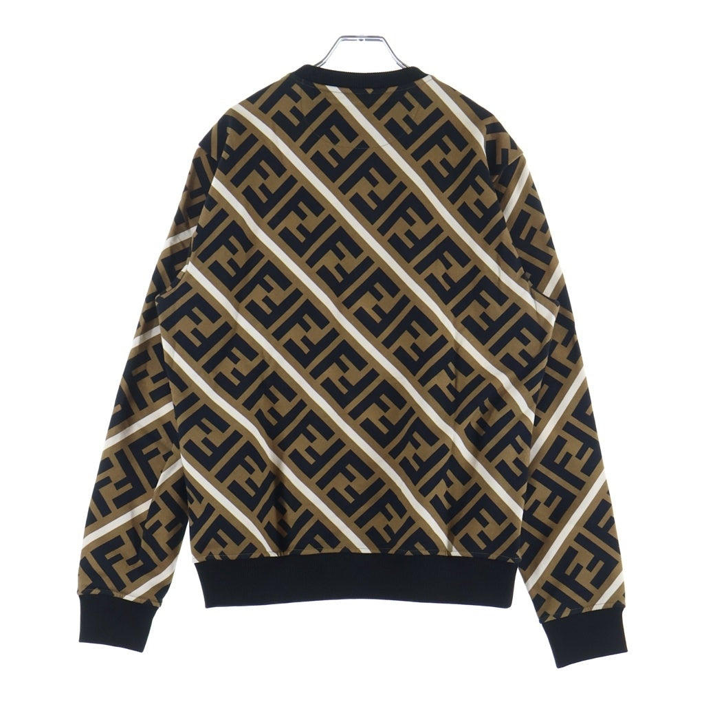 FENDI(フェンディ) FFズッカ柄 クルーネックスウェットトレーナー ブラック/ブラウン 12CPF-19-4804