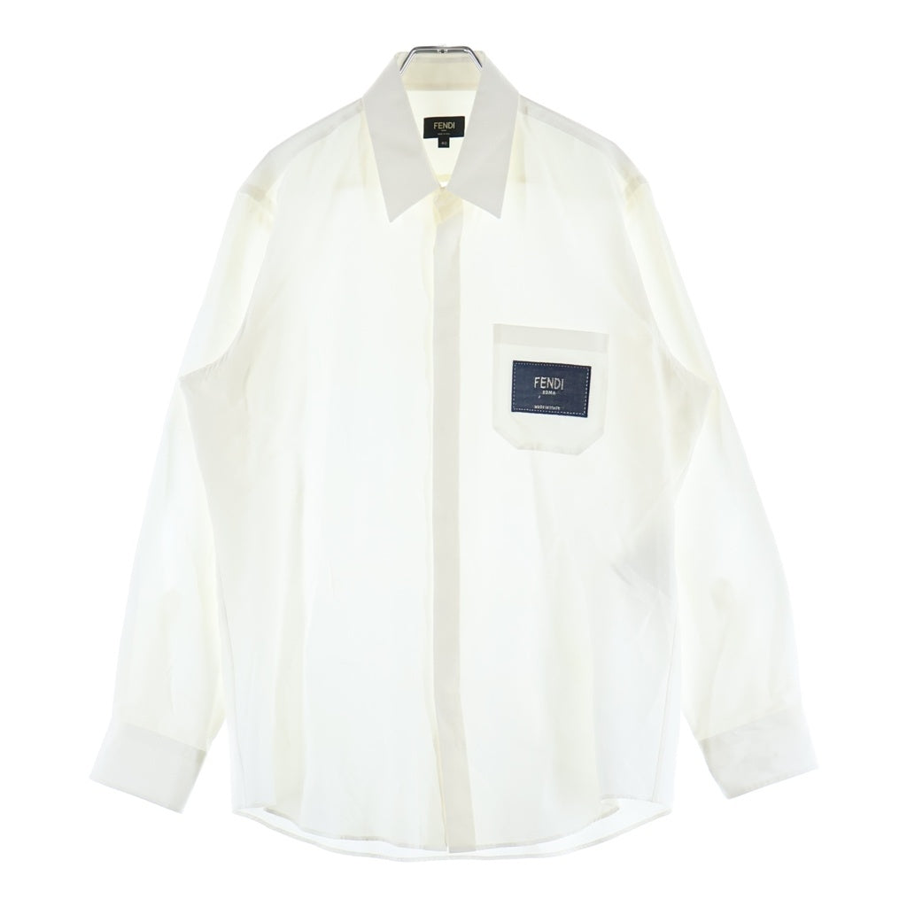 FENDI(フェンディ) フロントロゴワッペン シルクコットンシャツ ホワイト F50585A9RT