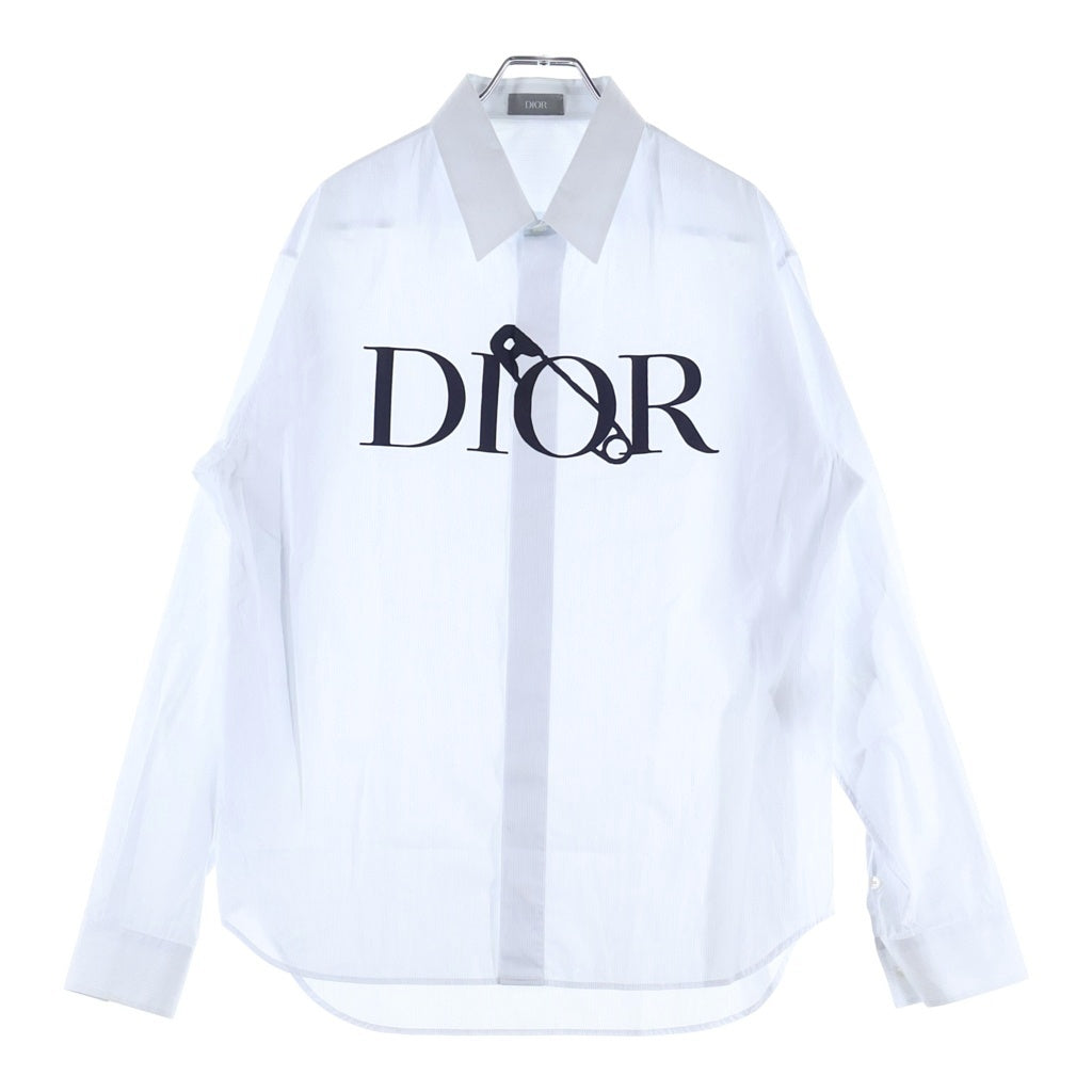 DIOR(ディオール) 20AW×Judy Blame ジュディブレイム フロント ロゴプリント ストライプ 長袖シャツ ライトブルー 043C597C5011