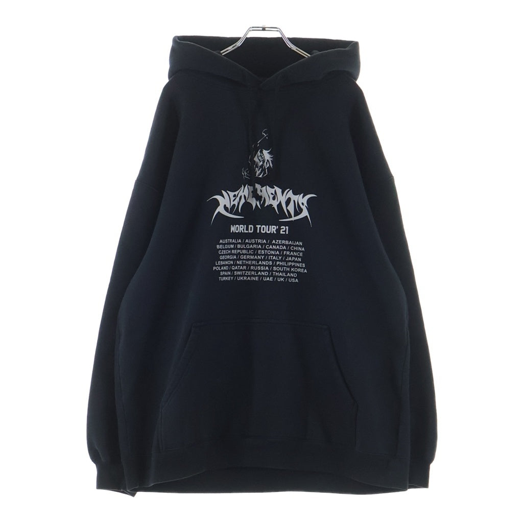 VETEMENTS(ヴェトモン) 20AW WORLD TOUR OVERSIZED LOGO HOODIE UAH21TR693 ワールドツアー オーバーサイズ コットンプルオーバーパーカー フーディ ブラック