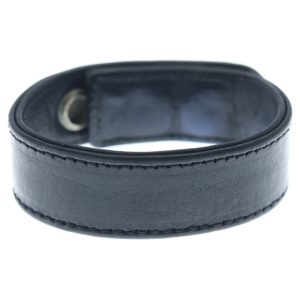CHROME HEARTS(クロムハーツ) 3BTN 2SNP クロスボール 3ボタン2スナップ レザーブレスレット ブラック/シルバー BCA123
