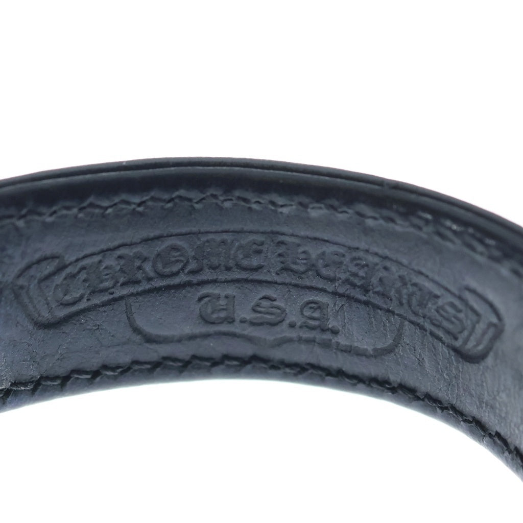 CHROME HEARTS(クロムハーツ) 3BTN 2SNP クロスボール 3ボタン2スナップ レザーブレスレット ブラック/シルバー BCA123