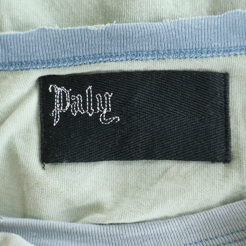 Paly Hollywood(パリーハリウッド) 26SS MSTR ME TONAL L/S TEE 3U002Q1010 ヴィンテージ加工 クロップド丈 ラインストーンロゴ クルーネック長袖Tシャツカットソー ロンT グレー