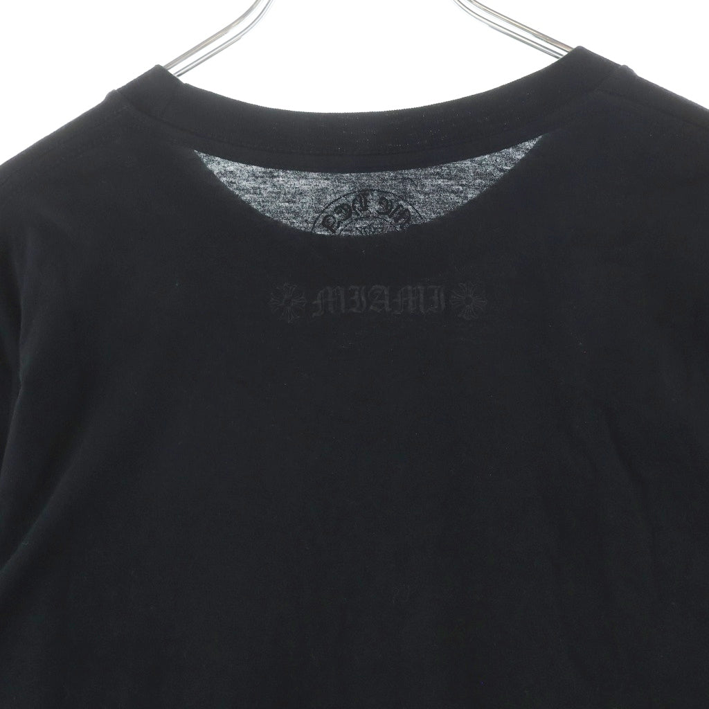 CHROME HEARTS(クロムハーツ) MIAMI LTD Vertical Logo L/S Tee マイアミ限定 ヴァーティカルロゴプリント 袖フローラル 長袖Tシャツカットソー ロンT ブラック