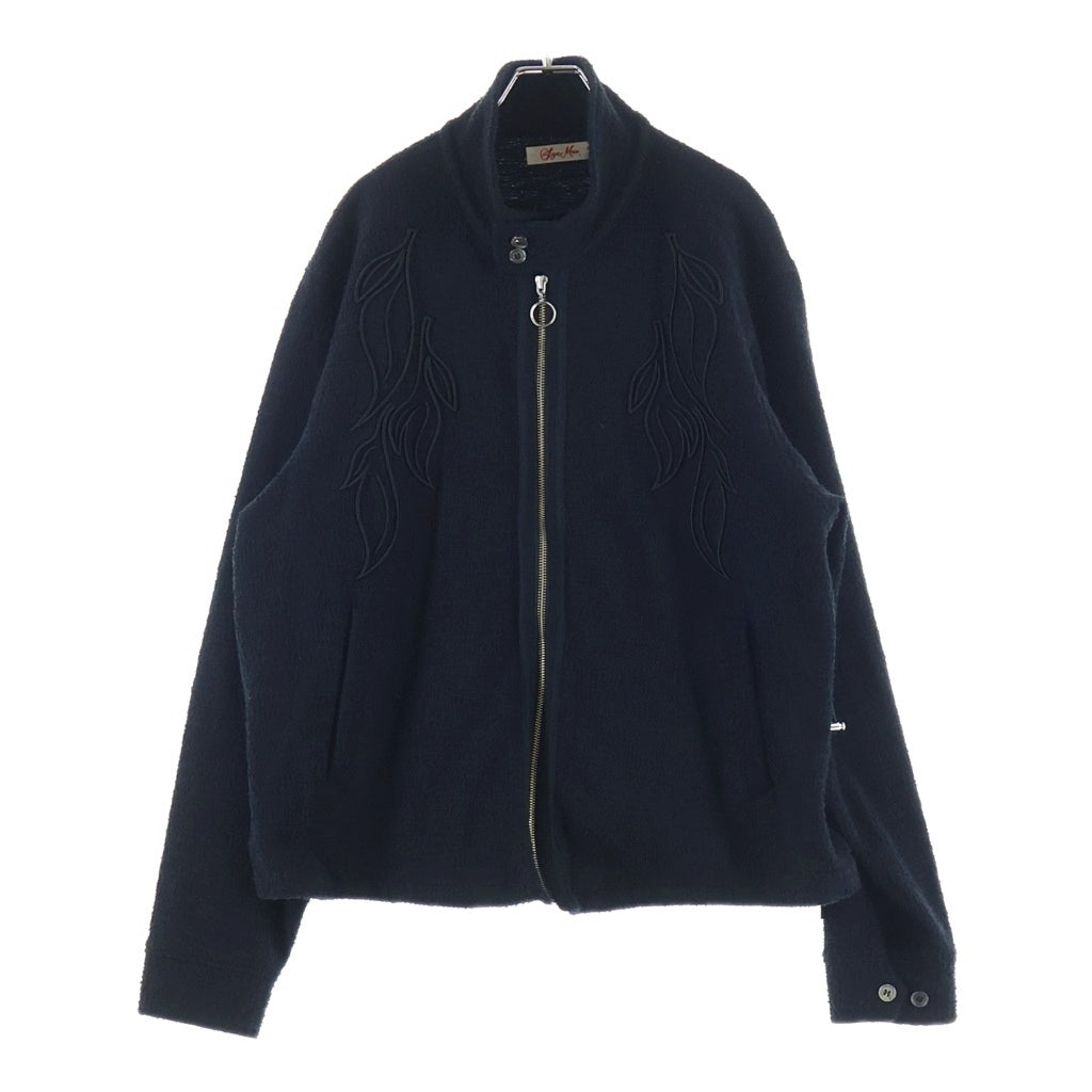 SyuMan シューマン 24SS スタンドカラーコットン混 ジップアップジャケット ブラック YO24ss-05 SyuMan(シューマン) 24SS スタンドカラーコットン混 ジップアップ