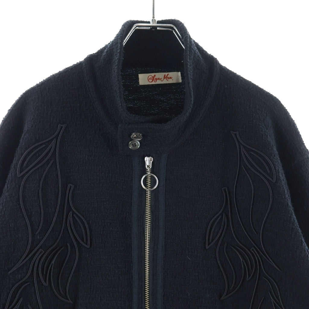 SyuMan シューマン 24SS スタンドカラーコットン混 ジップアップジャケット ブラック YO24ss-05 SyuMan(シューマン) 24SS スタンドカラーコットン混 ジップアップ