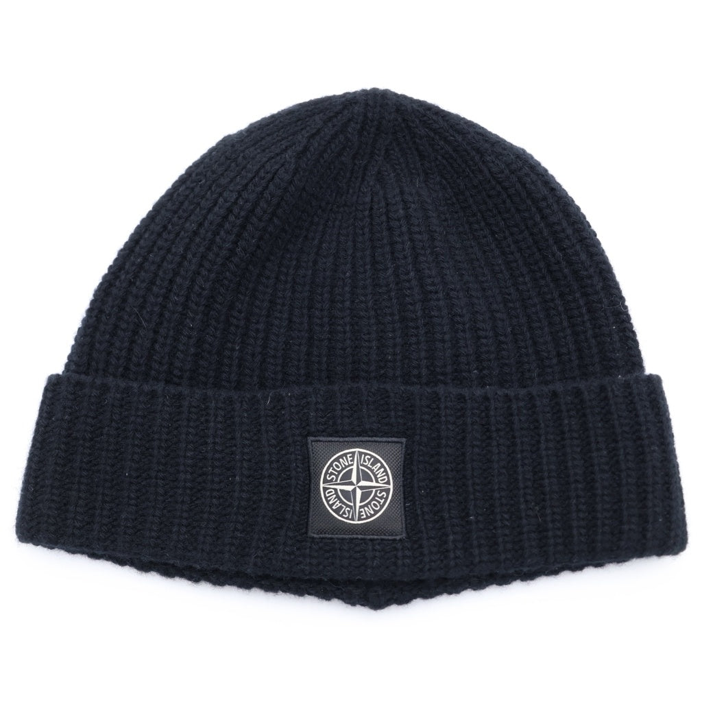 STONE ISLAND(ストーンアイランド) ロゴワッペン ウールリブニットキャップ ブラック 7515N10B5