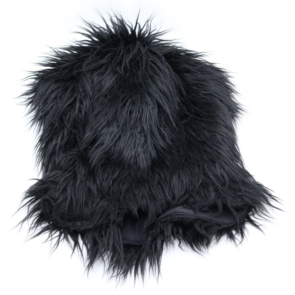 FILTH(フィルス) HAIRY FUR SCARF CAP フェイクファーキャップ ブラック FL-FW24-AC01-BLK