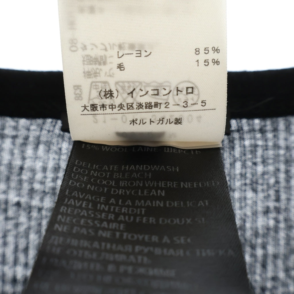 ANN DEMEULEMEESTER(アンドゥムルメステール) グラフィックプリント ロング丈 クルーネック 長袖Tシャツ カットソー ブラック 21-01-342004