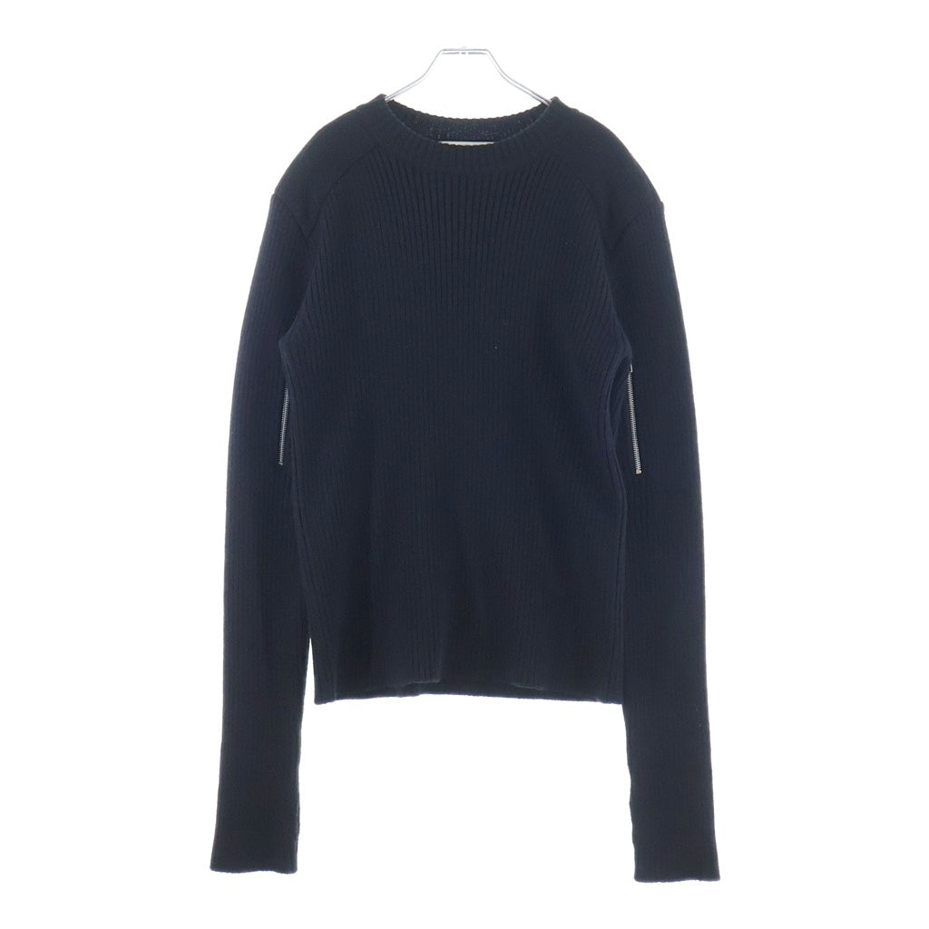 JOHN LAWRENCE SULLIVAN(ジョンローレンスサリバン) SHOULDER PAD KNIT SWEATER ジップ切り替えクルーネック長袖ニットセーター ブラック 4B001-0121-38