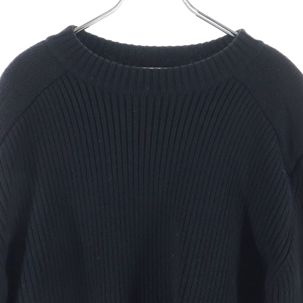 JOHN LAWRENCE SULLIVAN(ジョンローレンスサリバン) SHOULDER PAD KNIT SWEATER ジップ切り替えクルーネック長袖ニットセーター ブラック 4B001-0121-38