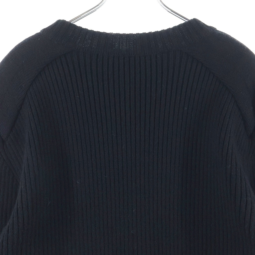 JOHN LAWRENCE SULLIVAN(ジョンローレンスサリバン) SHOULDER PAD KNIT SWEATER ジップ切り替えクルーネック長袖ニットセーター ブラック 4B001-0121-38