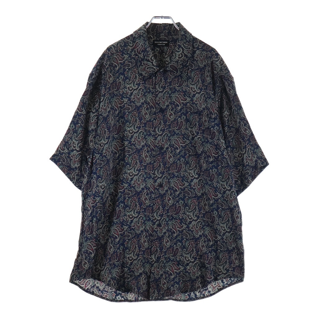 BALENCIAGA(バレンシアガ) 22SS S/S Minimal Shirt ミニマルシャツ オーバーサイズ ショートスリーブ 半袖 総柄 ネイビー 681813 TML73