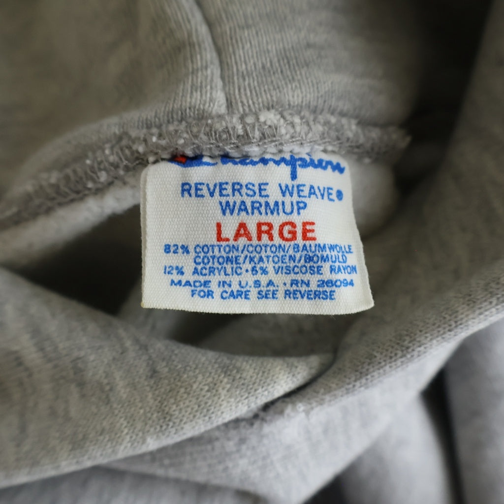 CHAMPION(チャンピオン) 80S VINTAGE LOGO HOODIE ヴィンテージ リバースウィーブ ネイビー カレッジロゴプリント プルオーバーパーカー フーディ グレー