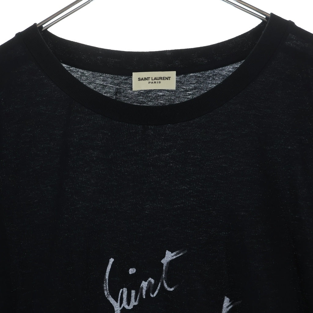 SAINT LAURENT PARIS(サンローランパリ) 19SS フロントロゴプリント クルーネック半袖Tシャツカットソー ブラック 480406