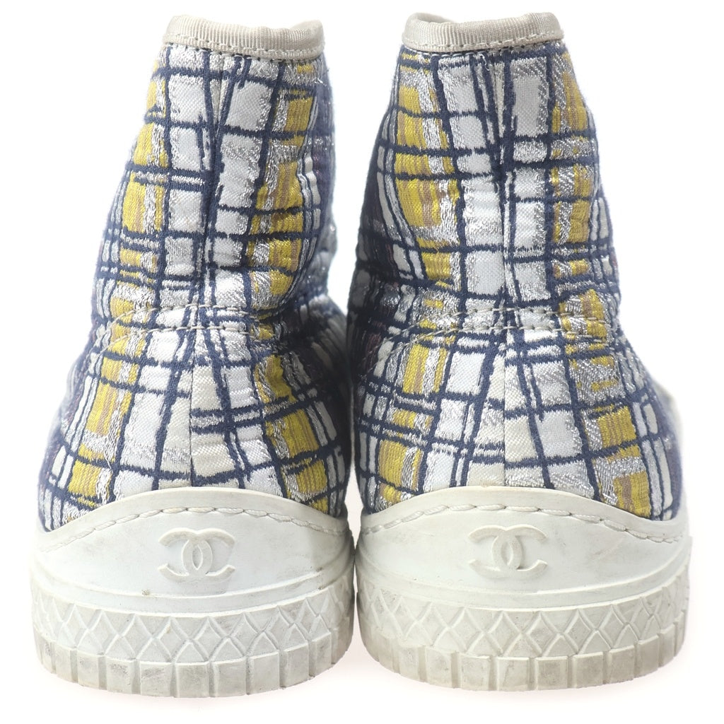 CHANEL(シャネル) ツイード ココマーク ハイカットスニーカー シルバー レディース IG32473