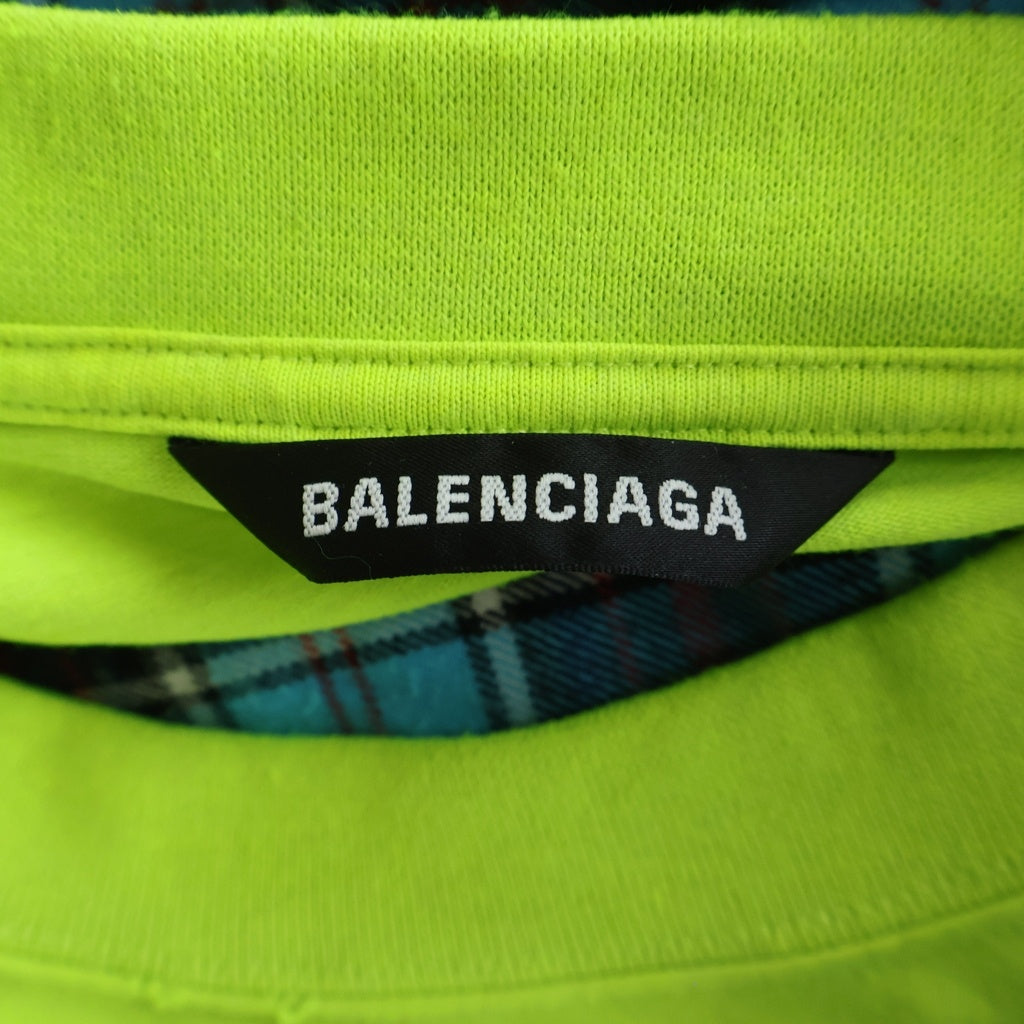 BALENCIAGA(バレンシアガ) 21SS TROMPEL トロンプル オーバーサイズ ドッキングコットン長袖チェックシャツ ブルー 699371