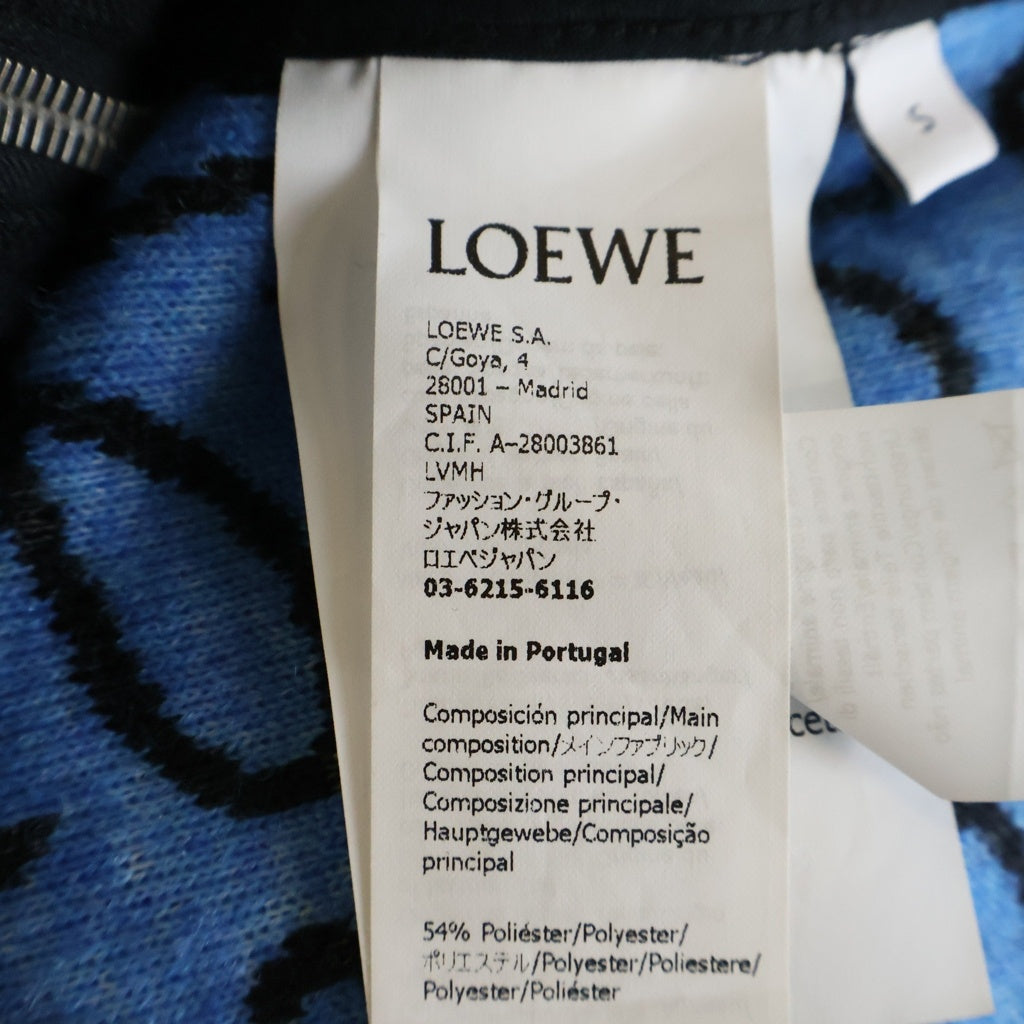 LOEWE(ロエベ) 22AW Anagram Jacquard Fleece Jacket H526Y52X02 アナグラム総柄 フリースジャガードジャケット ブラック/ブルー